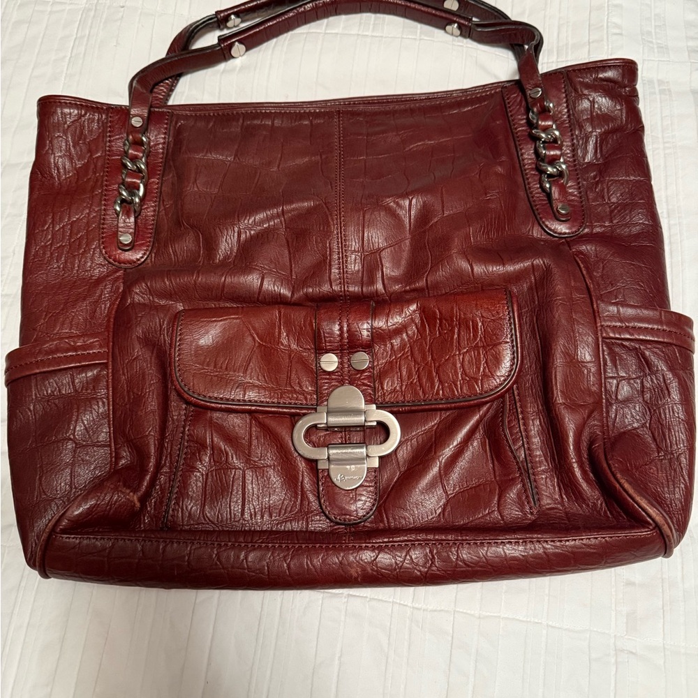 Elegant Brown B Makowsky Leather Tote Bag